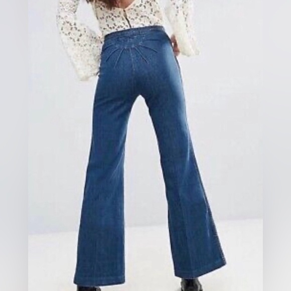 Free People Ray of Sunshine High Waisted Denim Flare Jeans - Size 31 - Picture 1 of 11